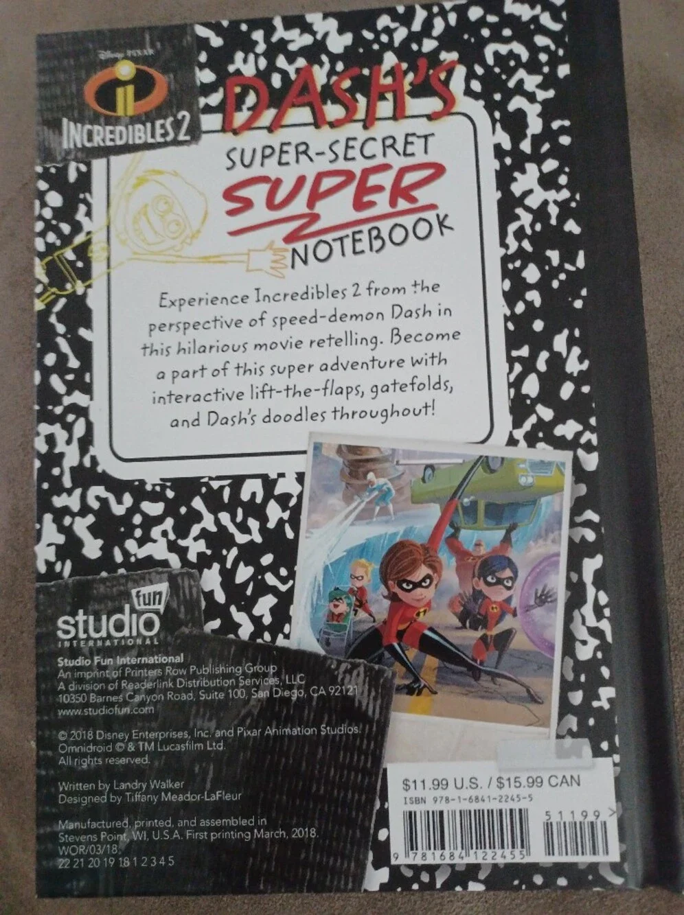 Incredibles 2 Dash Super-Secret Super Notebook - Black/Red